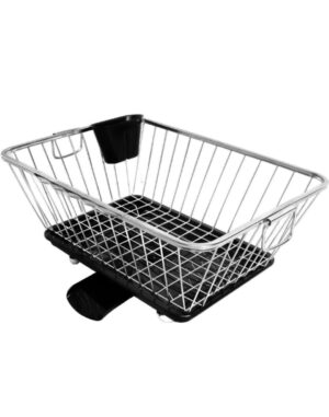Dish Drainer Basket for Kitchen | Utensil Stand for Kitchen | Dish Drying Rack with Drainer Bartan Stand Dish Rack with - 360 Degree Rotation Dish Drainer (Stainless Steel)