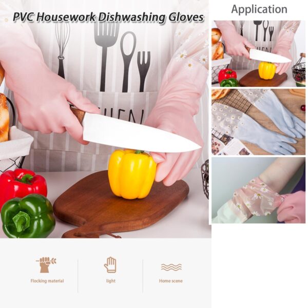 Dishwashing Cleaning Gloves Reusable Kitchen Gloves Textured Grip Surface Water Resistant Flexible Fit Long Length Hand Protection Multi Purpose Household Cleaning Gloves (1 pair)