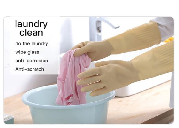Dishwashing Gloves, Reusable Household, Kitchen Gloves, Long Sleeve, Thick Latex, Cleaning, Washing, Working, Painting, Gardening, Pet Care 1pair