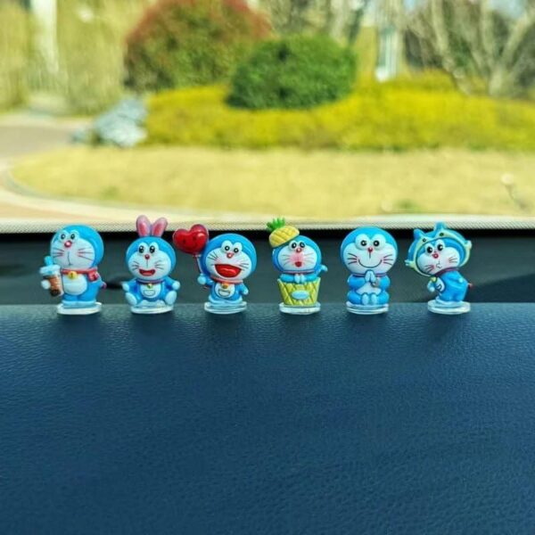 Doraemon Cartoon Mini Figurines 6 Pcs Set – Colorful Resin Car Dashboard Decor, Cute Home & Office Accessories-6