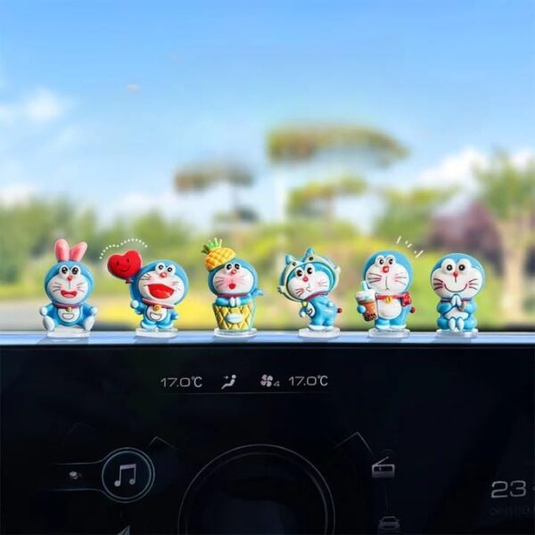 Doraemon Cartoon Mini Figurines 6 Pcs Set – Colorful Resin Car Dashboard Decor, Cute Home & Office Accessories-6