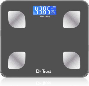 Dr Trust (USA) Rechargeable Bluetooth Digital Smart Fitness Body Fat Dr Trust (USA) Rechargeable Bluetooth Digital Smart Fitness Body Fat Composition Analyzer BMI Weight Machine For Human USB Electronic Weighing Scale- 505 (Gray)