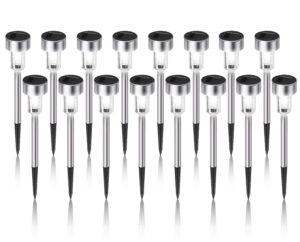Dream Master Solar Lights Outdoor Waterproof, Stainless Steel LED Landscape Lighting, Solar Garden Lights, Outdoor Decorations for Yard, Pathway, Walkway, Patio, Lawn - 16 Pack (Cold White)