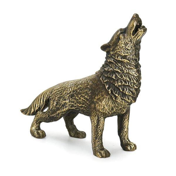 DreamsEden Small Bronze Wolf Statue, Little Metal Animal Figurine Home DreamsEden Small Bronze Wolf Statue, Little Metal Animal Figurine Home Decoration, 5.7 x 1.7 x 5 Inches