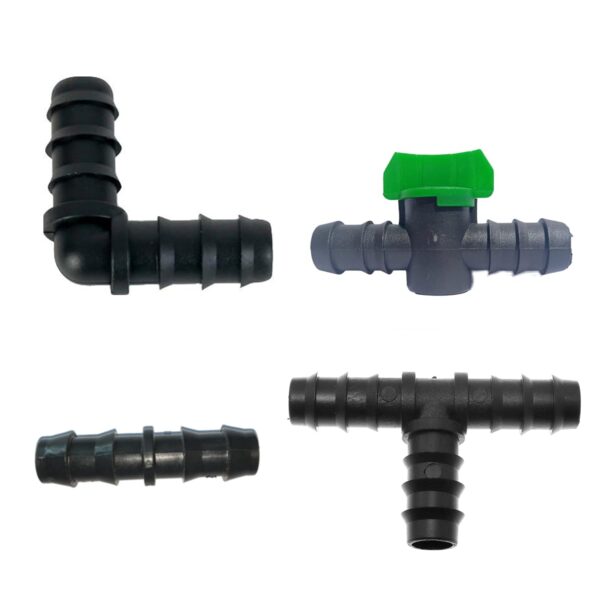 Drip Irrigation Pipe 16mm Accessories Connectors (Tee Straight Elbow End Drip Irrigation Pipe 16mm Accessories Connectors (Tee Straight Elbow End Cap) Joiners (16M ELBOW-10QTY/TEE-10QTY/JOINER-10QTY/TAP-10QTY)