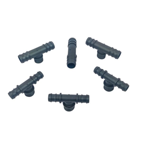Drip Irrigation Tee Connector with Male Thread | 2 Side Drip Irrigation Tee Connector with Male Thread | 2 Side Barbed T Joint Fitting Barbed + 1 Male Thread Connector | for Garden & Agriculture Irrigation Accessories | Pack of 25-20X0.5" MM