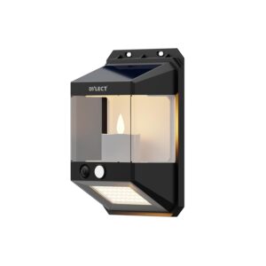 Dylect Solar Candle Wall Light, 60lm, 6500K Cool White & 2000K Warm Amber, 40 LEDs, IP44 Waterproof, Motion Sensor, 8hr Working, Polycrystalline Panel, Tea Light Aesthetic
