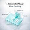 EKSO Self Adhesive Soap Holder Pack of 2 No Drill Wall Mounted Soap Dish ABS Plastic Bathroom Soap Stand with Drain Tray Durable Soap Case Organizer Bathroom Accessories