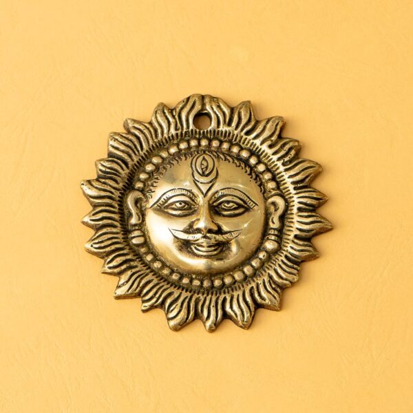 Ekhasa 100% Pure Brass Sun for Vastu & Positivity (4 Ekhasa 100% Pure Brass Sun for Vastu & Positivity (4 Inch) | Brass Metal Sun Idol Face Wall Hanging & Wall Decor | Surya Bhagavan Idol | Pital Surya Dev Wall Hanging Vastu for Main Door Entrance