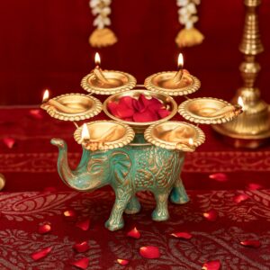 Ekhasa Elephant Tealight Candle Holder with Urli for Home Decor | Perfect Candle Holder for Diwali Decoration, Wedding Decoration | Indoor & Outdoor, Festival Decorative Candles Gift Items