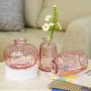 Ekhasa Pink Glass Bud Vases Flower Pots for Home Decoration (Set of 3) | Center Table Mini Decorative Items | Transparent Glass Vase for Water Plants | Glass Planters for Indoor Plants