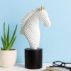 Ekhasa White Horse with Black Base Show Pieces for Home Decor, Decorative Items | Resin Showpieces Gift Items for Decoration | Center Table Tv Unit Showcase, Interior Artifacts, Gifting