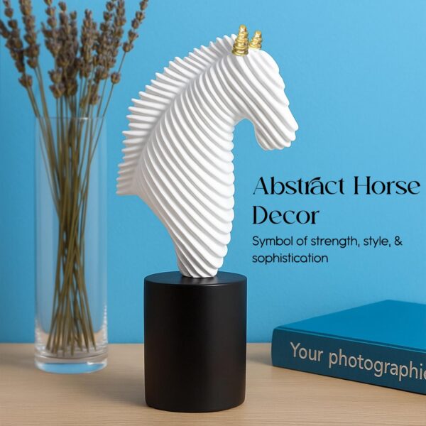 Ekhasa White Horse with Black Base Show Pieces for Home Decor, Decorative Items | Resin Showpieces Gift Items for Decoration | Center Table Tv Unit Showcase, Interior Artifacts, Gifting