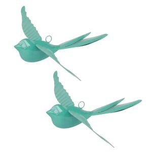 Elan Metal Hanging Decorative Rockstar Bird For Home Balcony And Elan Metal Hanging Decorative Rockstar Bird For Home Balcony And Garden Decor (Set of 2- Aqua, Blue)