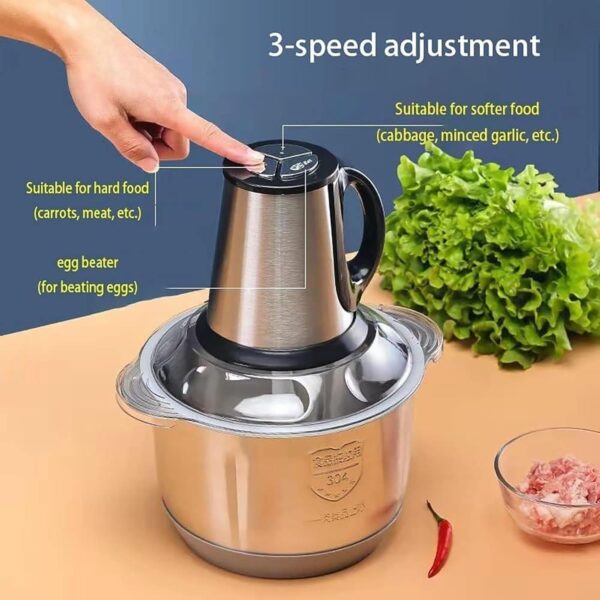 Electric Chopper 2L Stainless Steel | Heavy Duty Meat Grinder, Vegetable Chopper & Food Processor | Multipurpose Mixer Grinder Machine for Kitchen