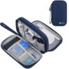 Elfora Compact Cable Organizer Bag | Double Layer Storage Pouch for Cables, Chargers, AirPods, Power Bank & Other Accessories | Durable & Portable Nylon Travel Case with Mesh Pockets – Blue