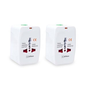 Embox Universal Charger Adapter 224+ Countries Support Travel Adapter International All in One Worldwide International Travel Adapter (White- Pack of 2)