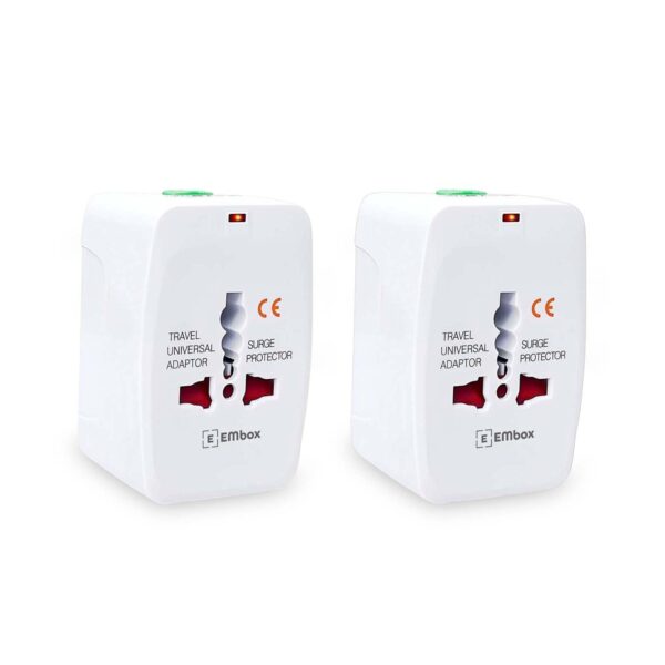 Embox Universal Charger Adapter 224+ Countries Support Travel Adapter International Embox Universal Charger Adapter 224+ Countries Support Travel Adapter International All in One Worldwide International Travel Adapter (White- Pack of 2)