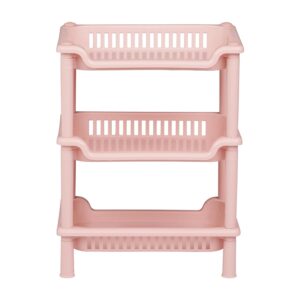 Epicasa® Plastic Multipurpose Storage Organizer Rack | Utility Cart for Epicasa® Plastic Multipurpose Storage Organizer Rack | Utility Cart for Living Room, Bathroom, Kitchen, Office | (Classic Pink, 3 Tier)