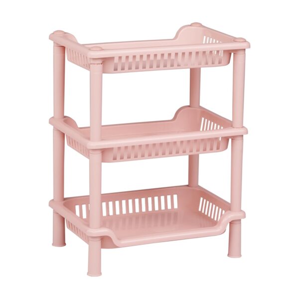 Epicasa® Plastic Multipurpose Storage Organizer Rack | Utility Cart for Living Room, Bathroom, Kitchen, Office | (Classic Pink, 3 Tier)