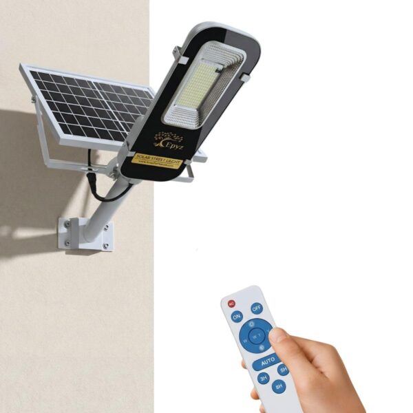 Epyz 50 Watt Semi-Integrated Solar Street Light Aluminium Body Outdoor with Remote and Dusk to Dawn for Garden, Street, Lawn [ 128LED, 6000mAh, Pack of 1, Cold White Light ]