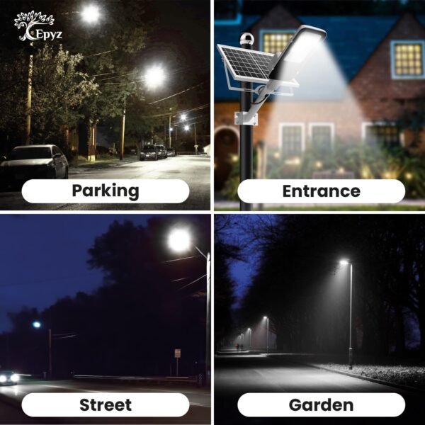 Epyz 50 Watt Semi-Integrated Solar Street Light Aluminium Body Outdoor with Remote and Dusk to Dawn for Garden, Street, Lawn [ 128LED, 6000mAh, Pack of 1, Cold White Light ]