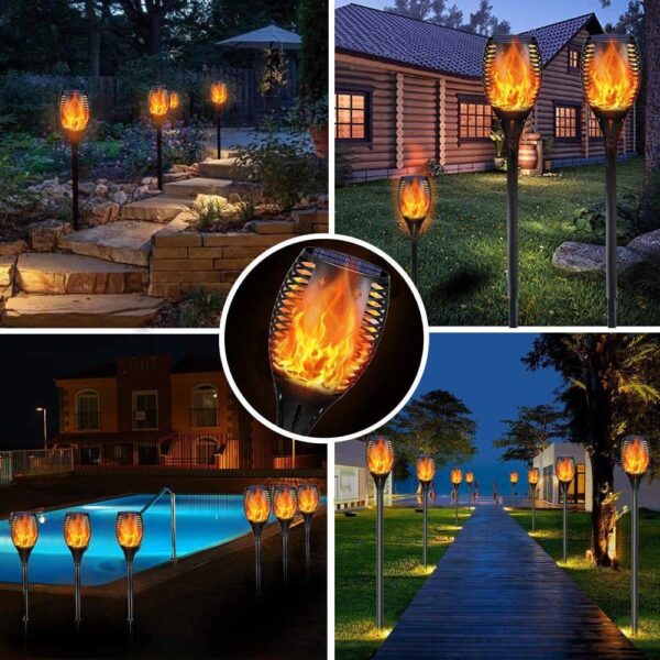 Epyz Solar Light Outdoor Waterproof Flickering Flame Mashaal Light 3 in1 96LED,Auto On/Off Solar Lighting for Garden Party and Festival Decoration [ Pack of 1, Warm Yellow ]
