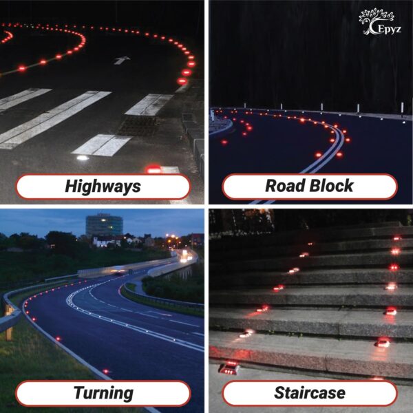 Epyz Solar Road Stud Light Outdoor Waterproof 6 LED Deck Lights for Driveway, Dock, Markers, Step, Staircase, Garden, Ground [ Aluminium Alloy ] [ Pack of 1, Red Flashing ]