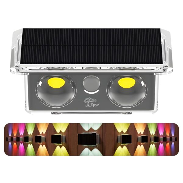 Epyz Solar Wall Light Outdoor UP & Down Waterproof Garden Decoration Wall Lamps Step Small Night Lamp Garden Lighting Fence Courtyard Decor 2 LED [ Multicolor, Pack of 1 ]