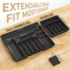 Euqunn Cutlery Drawer Organiser, Expandable Large Utensil Holder with 2 Removable Knife Blocks, 6-9 Slots Adjustable Cutlery Tray for Kitchen Drawer, Compact Plastic Storage for Forks Knives(Black)