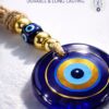 Evil Eye Wall Hanging with Keychain, Blue Glass Nazar Protection Charm for Home, Car and Office, Good Luck Vastu Decor, 2-in-1 Pack