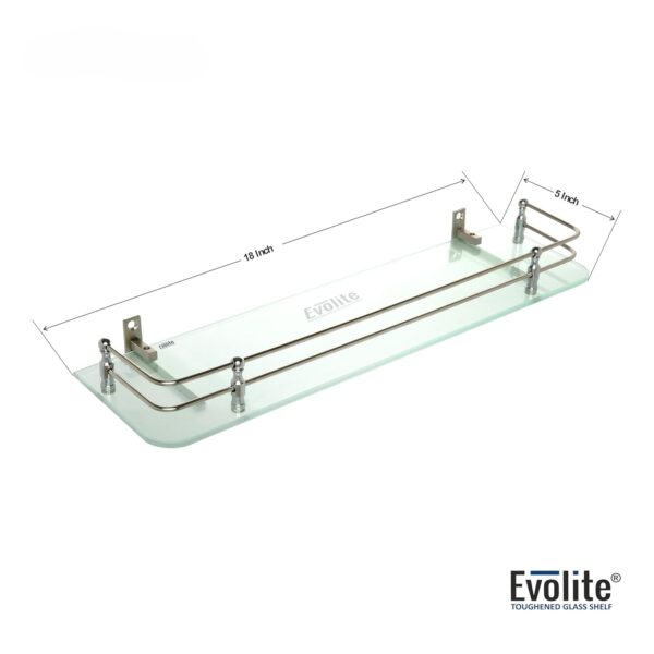 Evolite® Premium Tempered Glass Corner and Rectangle Shelf for |Bathroom | Living Room | Bedroom | Kitchen Shelves Racks & wall Mount All Accessories (ETGS-C5x18 Pack of 1)