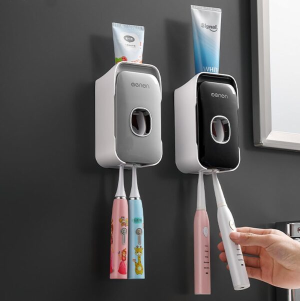 Evona Wall Mounted Automatic Toothpaste Dispenser Squeezer with Toothbrush Holder Bathroom Accessories Sets