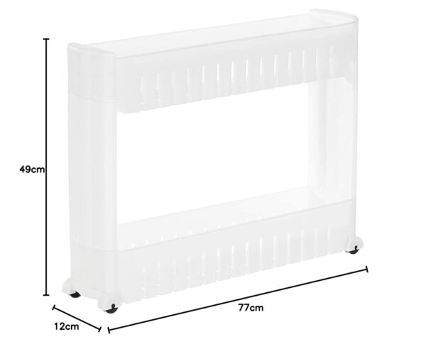 FAGVA 2 Layer Slim Side Space Saving Storage Organizer Rack Shelf with Wheels for Easy Movement | Multipurpose Utility for Household Kitchen, Office, Bathroom | Unbrekable Plastic