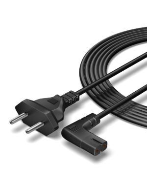 FEDUS 2-pin L-Shape Universal Replacement AC Power Cord Cable Wire for LED TV, Printer, Laptop PC Notebook Computer, Tape Recorder, Camera 1.2 Meter Black
