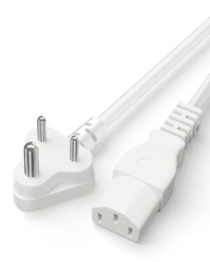 FEDUS Power Cord 1.8 Meter Replacement India Plug IEC Computer Mains Power Cable Cord Wire for Desktop 3 pin Power Cable for PC, Monitor SMPS and Printer, Power Supply, TV White