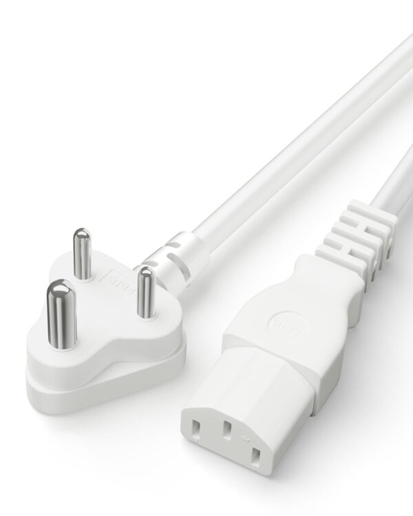 FEDUS Power Cord 1.8 Meter Replacement India Plug IEC Computer Mains Power Cable Cord Wire for Desktop 3 pin Power Cable for PC, Monitor SMPS and Printer, Power Supply, TV White