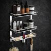 FERIO 3 Tier Stainless Steel Bathroom Shelf for Wall Mounted FERIO 3 Tier Stainless Steel Bathroom Shelf for Wall Mounted Bathroom Rack, Shelf for Bathroom Accessories with Double Soap Dish and Toothbrush Holder Soap Holder (16.5 x 4.5 x 15 inch, Mirror Finish)