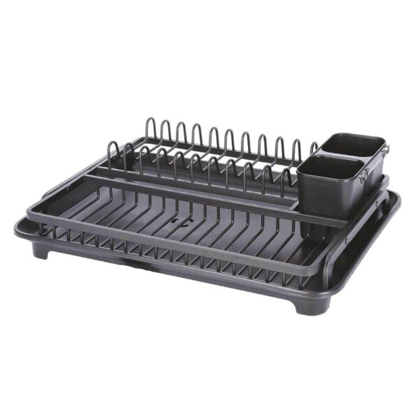 FIDEO 3 in 1 Aluminum Dish Drying Rack with Utensil Holder and Water Drainer l Anti Rust Dish Rack l Kitchen Counter Top Utensil Stand l Dish Drainer Basket for Kitchen l Sink Dish Rack Drainer