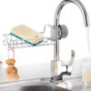 FLEEXA Kitchen Sink Sponge Holder – Over Faucet Stainless Steel Caddy for Soap, Brushes & Scrubbers – No Suction or Drilling Needed