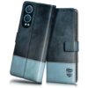 FLIPPED Vegan Leather Flip Case Back Cover for 1+ OnePlus FLIPPED Vegan Leather Flip Case Back Cover for 1+ OnePlus Nord CE 4 Lite 5G (Flexible, Shock Proof | Hand Stitched Leather Finish | Card Pockets Wallet & Stand | Blue with Aquamarine)