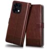 FLIPPED Vegan Leather Flip Case Back Cover for Oppo A6 FLIPPED Vegan Leather Flip Case Back Cover for Oppo A6 Pro 5G (Flexible, Shock Proof | Hand Stitched Leather Finish | Card Pockets Wallet & Stand | Tan with Brown)