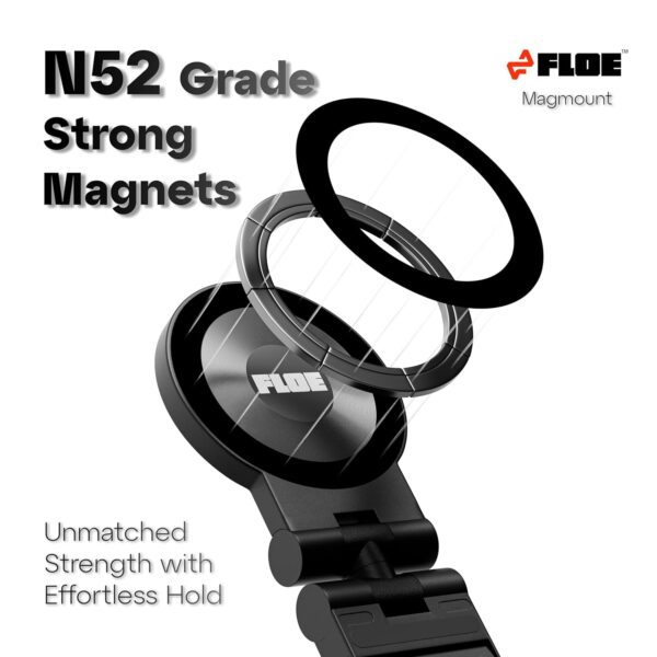 FLOE | Foldable Magnetic Stand | 360° Adjustable Viewing, Universal Compatibility, Clamp-Based Secure Grip | for Remote Professionals, Creators, Travelers and Kitchen Use | Pocket-Sized When Folded