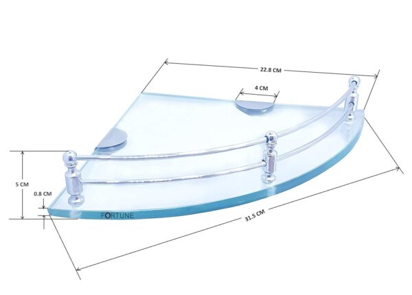 FORTUNE Glass Corner Shelf/Bathroom Shelf/Multipurpose Shelf/Living Room Corner Shelf/Wall Mount Bathroom Shelves (Transparent) (9 x 9 Inch) - (Pack of 2)
