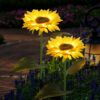 FORUP 2 Pack Solar Garden Stake Lights, Outdoor Sunflower Lights, LED Solar Powered Lights for Patio Lawn Garden Yard Pathway Decoration, Yellow