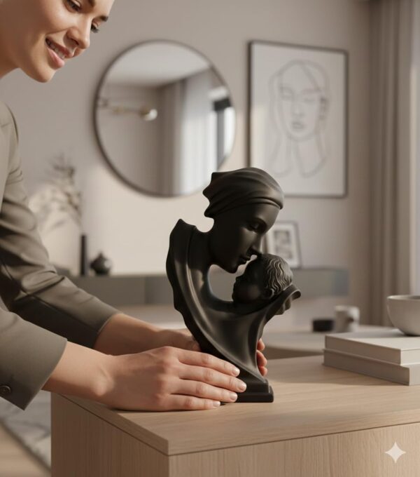 Family Statue | Resin Thinker Sculpture | Home Decor Items for Living Room Show Piece | Table Artifact | (Mother & Child)