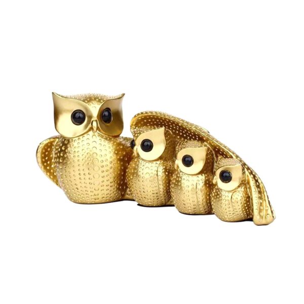 Family of Four Owl Statue Decorative for Bedroom Housewarming Gift Desk