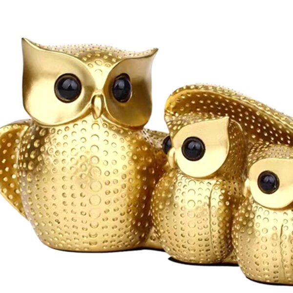 Family of Four Owl Statue Decorative for Bedroom Housewarming Gift Desk