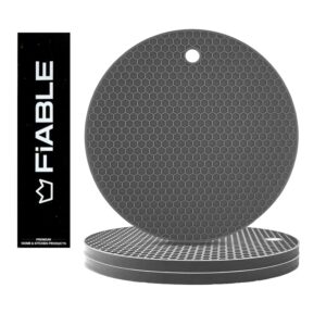 FiABLE Premium Grade Silicone Trivet Mats - High Heat Resistant mats, Non Stick, Non Slip, Scratch Proof | Coasters for Hot Pans | 8mm Extra Thick for Dining and Kitchen - Set of 3 Grey
