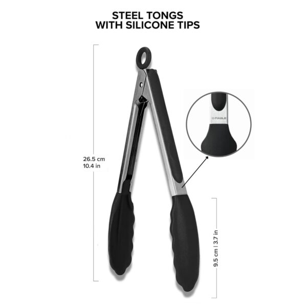 FiABLE-Premium-Steel-and-Silicone-Food-Tongs-for-Kitchen-Airfryer-Barbeque-and-Serving-10-inch-1-Year-Warranty-FDA-Approved-Silicone-230°C-Heat-Resistant-Black.jpg FiABLE Premium Steel and Silicone Food Tongs for Kitchen, Airfryer, Barbeque and Serving - 10 inch - 1 Year Warranty - FDA Approved Silicone, 230°C Heat-Resistant - Black